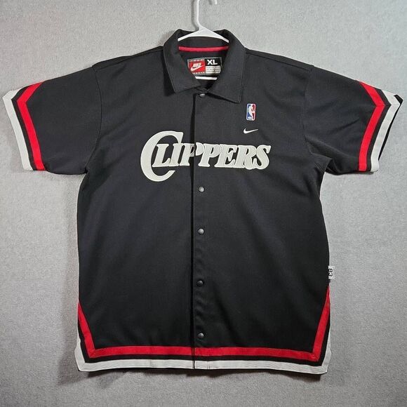 NIke LA CLIPPERS Shirt Y2K Snap Button Warmup NBA Player Issue - Picture 1 of 13